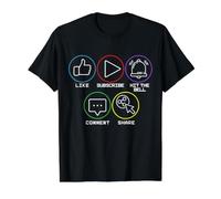comme abonnement, Hit The Bell Comment Share Livesstreaming T-Shirt Graphique avec Valeur, Homme, Noir, S
