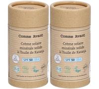 Comme Avant Crème solaire minérale solide à l'huile de Karanja SPF 50 Dès la naissance Protection Solaire 2x80 g