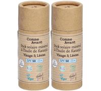Comme Avant Stick solaire minéralise solide SPF50 - Visage & lèvres Crème Protection Solaire 2x20 g