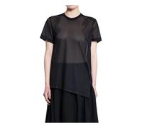 Comme des Garçons, Femme, Tops, Noir, Taille: 40 FR T-shirt en Maille Noire avec Logo Brodé