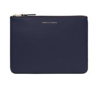 Comme des Garçons, Homme, Sacs, Bleu, Taille: ONE Size Pochette en cuir bleu marine avec fermeture éclair dorée