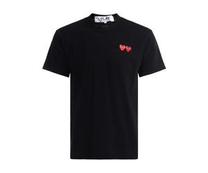 Comme des Garçons Play, Homme, Tops, Noir, Taille: 2XL Double Heart T-Shirt