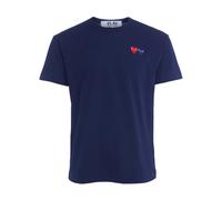Comme des Garçons Play - T-Shirt avec Patch Double Cœur - Homme - Tops - Bleu - Taille: S