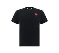 Comme des Garçons Play - T-shirt en Coton avec Patch Logo Iconique - Homme - Tops - Noir - Taille: XL