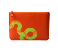 Comme des Garçons - Pochette en cuir à imprimé graphique - Femme - Accessoires - Orange - Taille: ONE Size