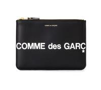 Comme des Garçons, unisex, Accessoires, Noir, Taille: ONE Size Portefeuille en cuir noir avec logo imposant