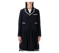 Comme des Garçons - Wool Blazer With Contrast Trim - Femme - Vestes - Bleu - Taille: 40 FR