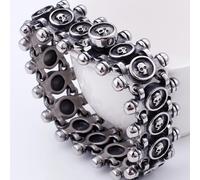 (comme sur la photo -21,5 cm) Bracelet tête de mort punk rocker pour homme, acier inoxydable 316L de