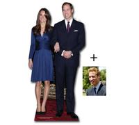 COMMEMORATIVE PACK - PRINCE WILLIAM et KATE MIDDLETON (ROYAL Mariage 2011) - Personnage Découpé Dans Du Carton / Silhouette En Carton: Grandeur Nature / Standee / Stand-Up - Avec Star Photo (Dimensions 25x20 Cm)