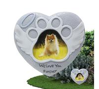 commémorative pour perte de chien, plaques de condoléances en forme de cœur avec cadre photo 14 x 1,6 x 13 cm, pierre tombale en résine pour animal domestique, chiot pour jardin, hommages