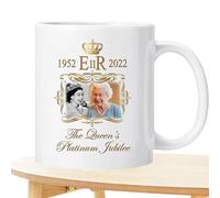 commémorative Queen Elizabeth - 3,93 en coupe en céramique, souvenir commémorative, de collectionneurs avec portrait royal imprimé | Cadeau en platine pour les amateurs d'histoire, l