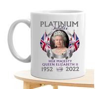 commémorative Queen Elizabeth - Coupe royale 4x3 pouces, souvenir Platinum Jubilee, collectionneurs en céramique avec design historique | Cadeau aux partisans fidèles, amateurs de thé, a