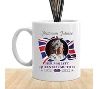 commémorative Queen Elizabeth - Coupe royale 4x3 pouces, souvenir Platinum Jubilee, collectionneurs en céramique avec design historique | Cadeau aux partisans fidèles, amateurs de thé, a