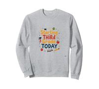 Commencer la troisième année Aujourd'hui : Célébration des Jalons Scolaires Sweatshirt, Unisexe pour Adultes, Gris Chiné, M