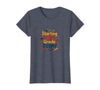 Commencer la troisième année Aujourd'hui : Célébration des Jalons Scolaires T-Shirt, Femme, Bleu Chiné, M