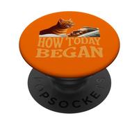 Comment a commencé Aujourd'hui Cat Woke Me Early Again Cat Alarm Meow PopSockets PopGrip Adhésif
