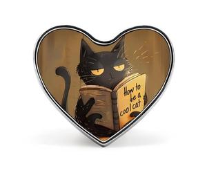 Comment être un chat cool ? Broches mignonnes en forme de cœur, badges à épingles, bijoux de décoration pour vêtements, chapeaux et sacs.