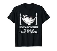 Comment éviter Le Stress au Travail Dont Go Funny Anti Work Cat T-Shirt Graphique avec Valeur, Homme, Noir, M