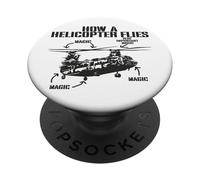 Comment Vole Un hélicoptère Magic Funny Chinook Helicopter Pilote PopSockets PopGrip Adhésif