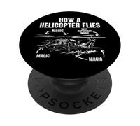 Comment Vole Un hélicoptère : Pilote d'hélicoptère Magique et drôle PopSockets PopGrip Adhésif