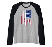 Commerçant de cryptomonnaies USA Drapeau américain Trading Patriotique Manche Raglan