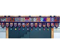 Commerce Star Vintage Patchwork Toran Suspendu, Cantonnière Brodée Traditionnelle Pour Décorations, Art Applique Indien, Porte Toran Multicolore Suspendue