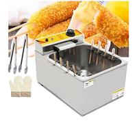 伟 祥 Commercial Cheese Hot Dog Fryer, Automatic Corn Dog Fryer, 8pcs Sausage Frying Equipment Adjustable Temperature, Large Capacity, Stainless Steel, 2500W, Heavy-Duty Design