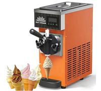 Commercial Countertop Ice Cream Machine,Single Flavor Commercial Soft Serve Ice Cream Machine,4 À 5L/H De Rendement,Panneau LCD,Nettoyage Automatique,Acier Inoxydable,Pour Bars À Snacks(Orange)