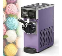 Commercial Countertop Ice Cream Machine,Single Flavor Commercial Soft Serve Ice Cream Machine,4 À 5L/H De Rendement,Panneau LCD,Nettoyage Automatique,Acier Inoxydable,Pour Bars À Snacks(Purple)