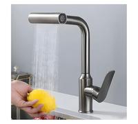 Commercial Modern Pull-Out Waterfall Kitchen Faucet, 4 Water Outlet Modes, Hot & Cold Dual-Use, Single Hole, for RV & Bar Utility(White)