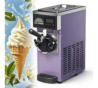 Commercial Soft Serve Ice Cream Machine, Single Flavor Commercial Tabletop Ice Cream Machine, 4 À 5L/H De Rendement, Panneau LCD, Nettoyage Automatique, Acier Inoxydable, Pour Cafés(Purple)