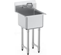 Commercial Utility & Prep Sink 1 compartiment paroi arrière en inox