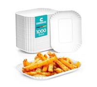 Commerline 1000 pièces de gobelets à frites en carton (17,5 x 13 x 3 cm) KU41 - Gobelets en papier pour frites et saucisses carrées, résistants et écologiques pour les fêtes et la restauration