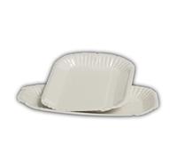 Commerline Lot de 100 assiettes en carton KU60, Assiettes en papier, Assiettes à frites, Assiettes jetables en papier, Assiettes de fête jetables, Vaisselle en carton (100, KU60)