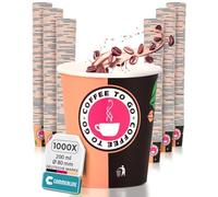Commerline Lot de 1000 Gobelets à Café en Carton à Emporter de 180 ml | Vaisselle Jetable pour Café et Thé | Gobelets en Papier pour Boissons Chaudes et Froides