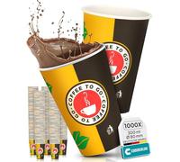 Commerline Lot de 1000 Gobelets à Emporter 12 oz/300 ml | Ø 80 mm | En Carton Jetable pour Café/Thé