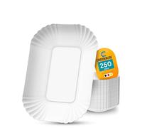 Commerline Lot de 250 assiettes en carton KU41, Assiettes en papier jetables, Assiettes jetables en papier, Assiettes jetables, Assiettes à gâteau jetables, Vaisselle en carton
