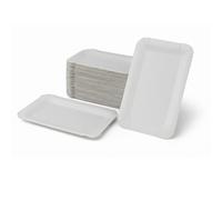 Commerline Lot de 250 assiettes rectangulaires en carton (17 x 24 cm) - Assiettes jetables pour fête et restauration - Vaisselle jetable respectueuse de l'environnement - Assiettes de service et