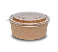 Commerline Lot de 50 bols à salade biologiques de 1000 ml - Jetables avec couvercle - En carton - Boîtes à salade jetables (1000 ml, 50 pièces)