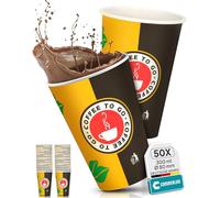 Commerline Lot de 50 gobelets à café jetables en carton de 300 ml - Diamètre : 80 mm - 300 ml