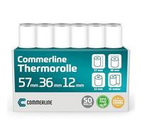 Commerline Lot de 50 rouleaux de papier thermique 57 x 36 x 12 cm 15 m