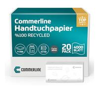 Commerline Lot de 5000 Feuilles De Papier Essuie-Mains En Papier Gris | 25 x 23 cm, 1 Couche | Pliées En ZZ | Pour Distributeur | Serviettes Jetables | Pliées Pour Toilettes | Serviettes Hygiéniques