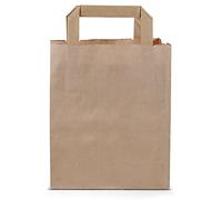 Commerline Sacs en papier kraft marron réutilisables, Lot de 50, 18 x 8 x 22 cm, pour cadeaux, anniversaires, shopping, compostables, alimentaires, unisexes-adultes