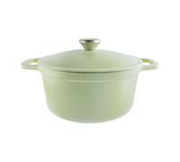 Commichef Casserole Légère en Fonte 22 cm/3 L, Verte - Cocotte avec Couvercle pour La Cuisson, Poêle Émaillée pour Frire, Mijoter & Sauter, Marmite Tous Feux, Casserole Induction