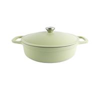 Commichef Casserole Légère & Peu Profonde en Fonte 28 cm/3 L, Verte - Cocotte avec Couvercle pour La Cuisson, Poêle Émaillée pour Frire, Mijoter & Sauter, Marmite Tous Feux, Casserole Induction