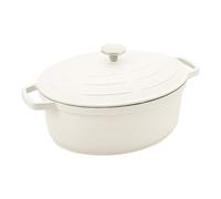 Commichef Cocotte Ovale, Plat Ovale Pour Casserole, Créme, Aluminium Coulé, Avec Couvercle, 32cm, Capacité de 5,8 L, Convient Pour le Four et Tous les Types de Plaques de Cuisson, XO-632CR