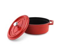 Commichef Mini cocotte Ovale en Aluminium moulé sous Pression avec Couvercle Rouge 11,5 x 4,5 cm 250 ML