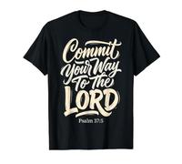 Commit Your Way to The Lord Psaum 37:5 Verse biblique T-Shirt Graphique avec Valeur, Homme, Noir, XL