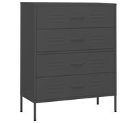 Commode 1 pièce 3 tiroirs avec niveleurs réglables en acier anthracite