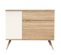 Commode 1 porte et 3 tiroirs - seventies marron/ecru TU